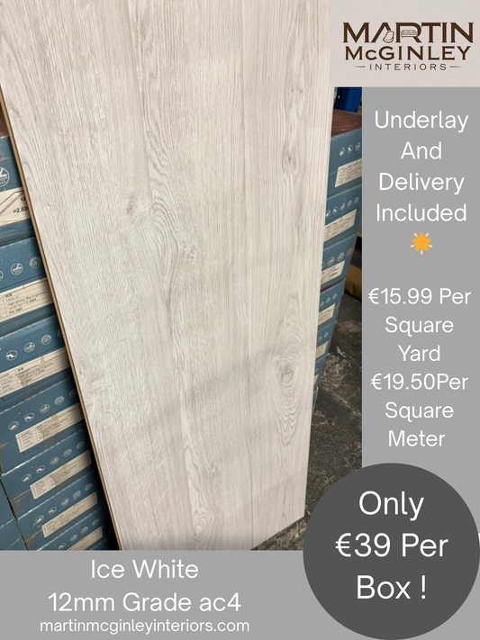 Ice White High Gloss 12mm Laminated Flooring