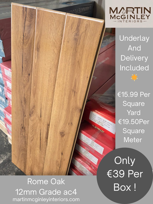 Rome Oak High Gloss 12mm Laminated Flooring