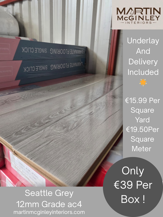 Seattle Grey 12mm High Gloss Laminated Flooring