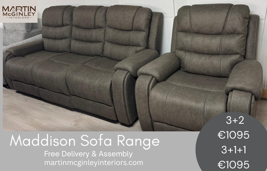Maddison Sofa Range 3+2Grey Fabric