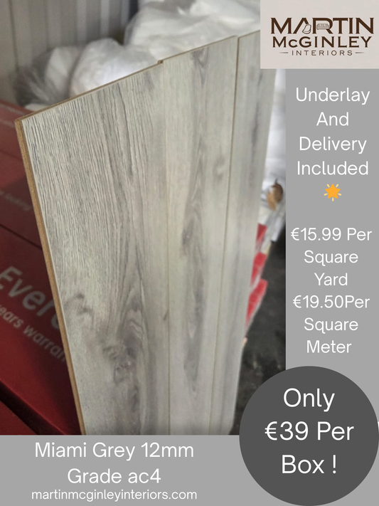 Miami Grey High Gloss 12mm Laminated Flooring
