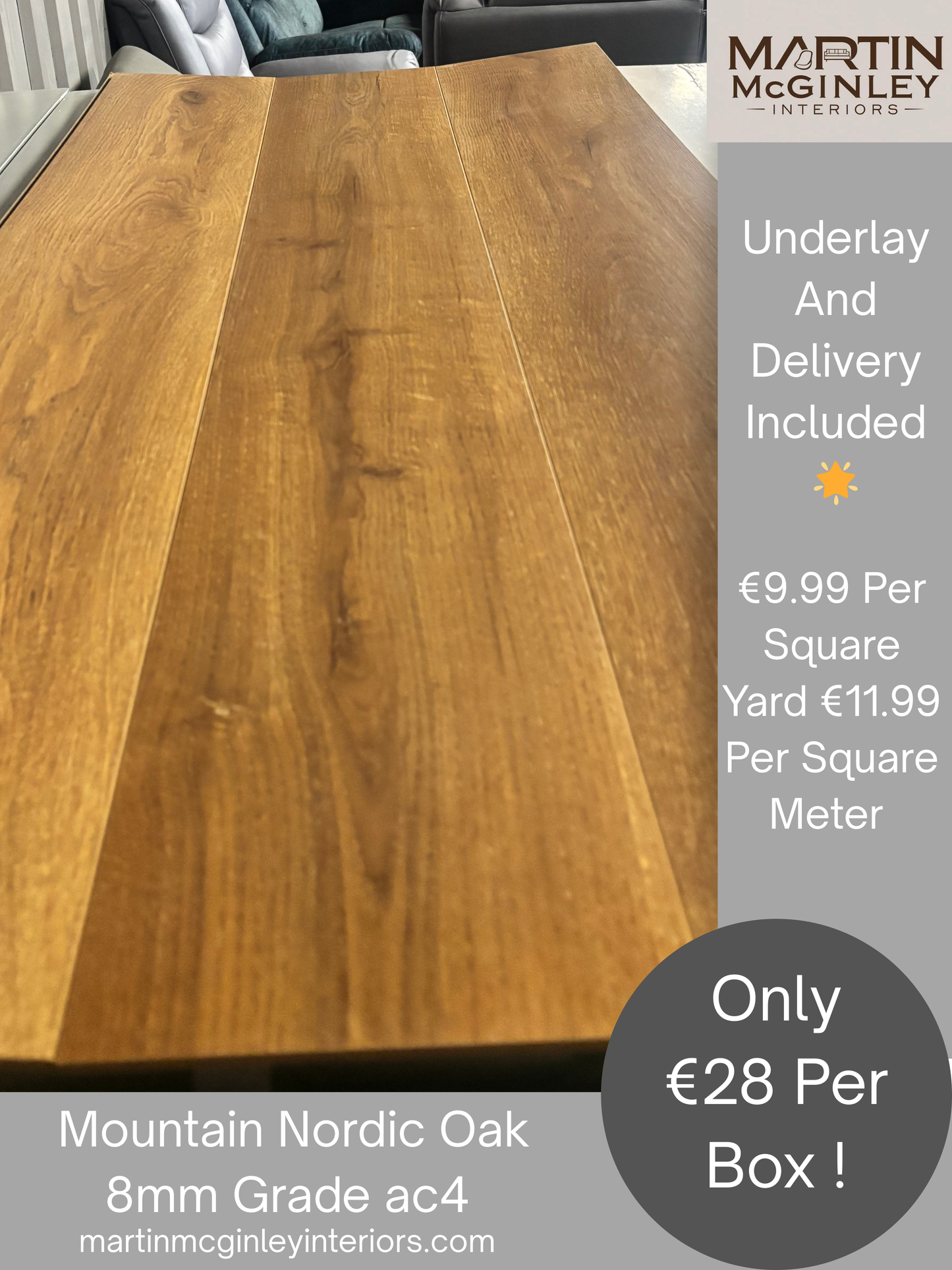 Mountain Nordic Oak Laminated Flooring 8mm