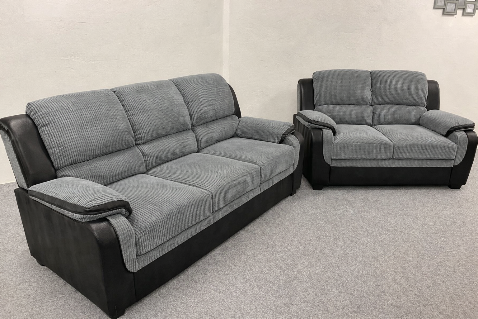 Tara Corduroy Fabric Sofa Sets 3+2 Grey