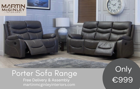 Porter Sofa Range 3+2 Grey Leather