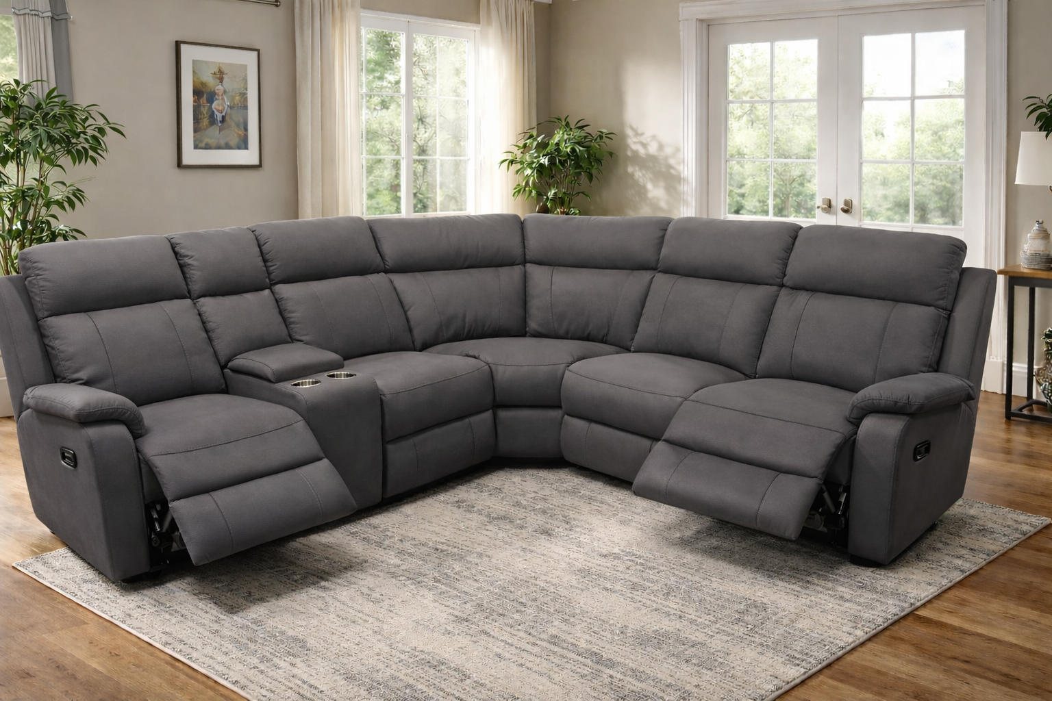 Torino Leather Corner Dark Grey