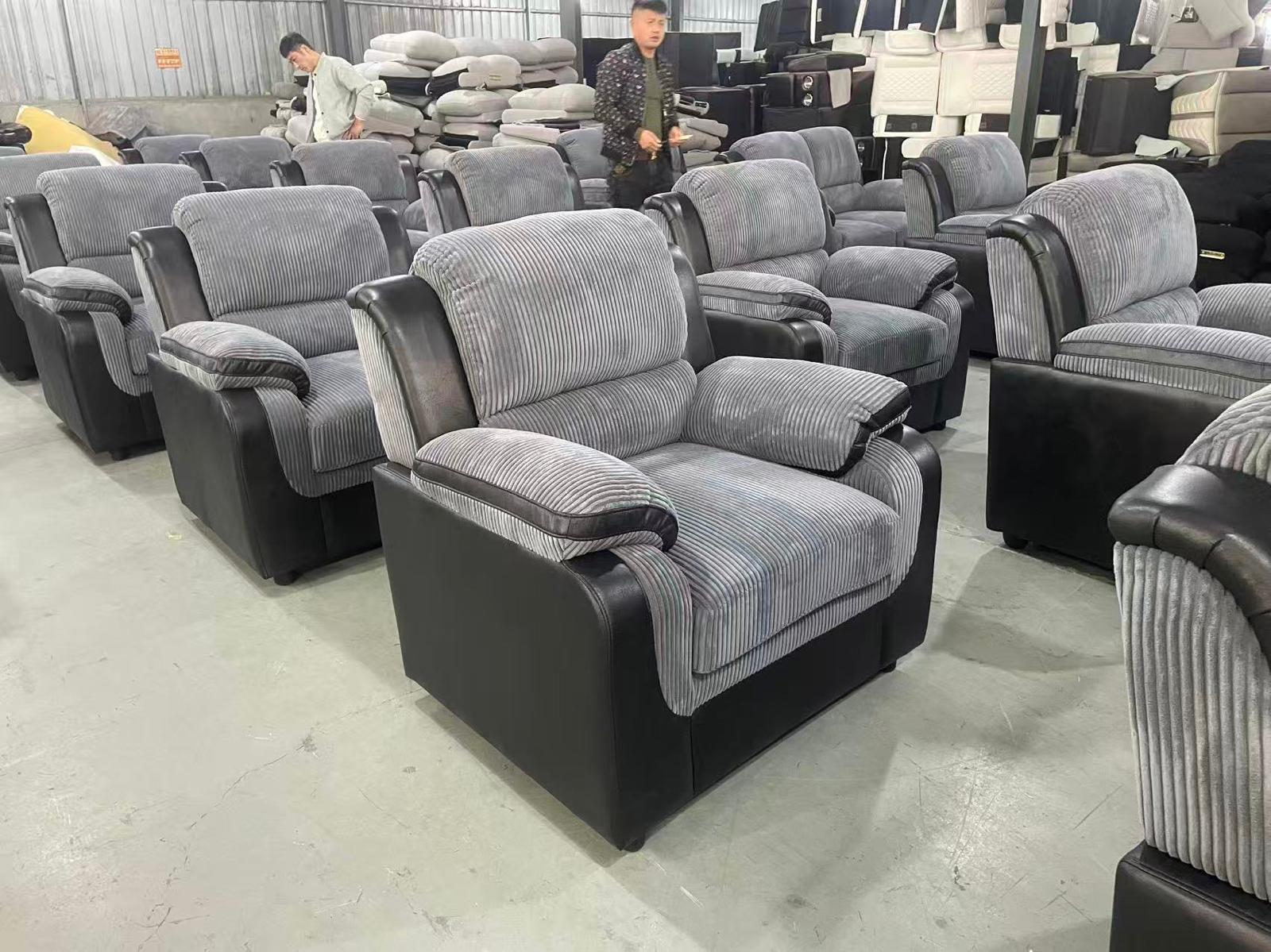 Tara Corduroy Fabric Sofa Sets 3+2 Grey