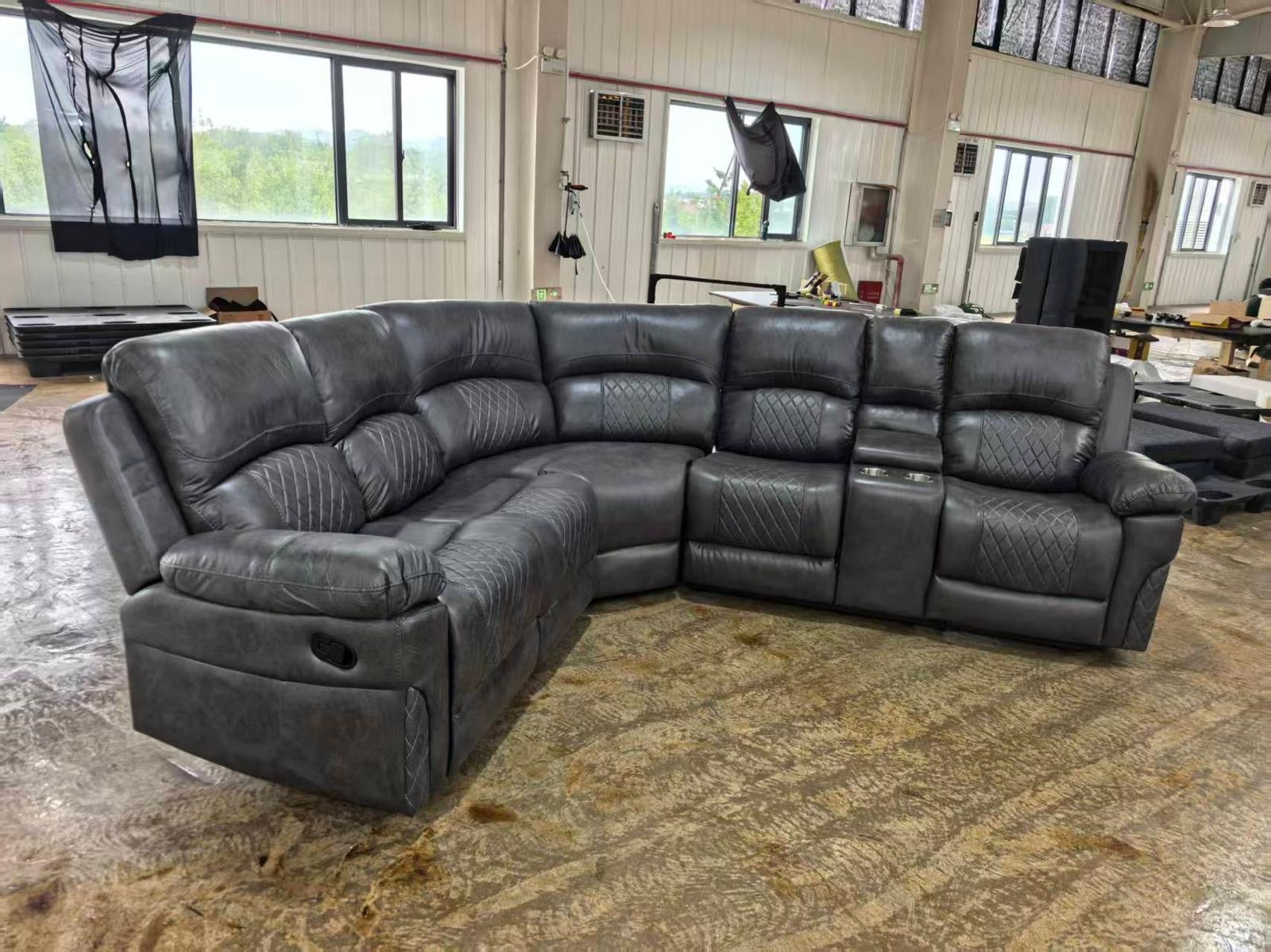 Nando Suede Fabric Corner Grey