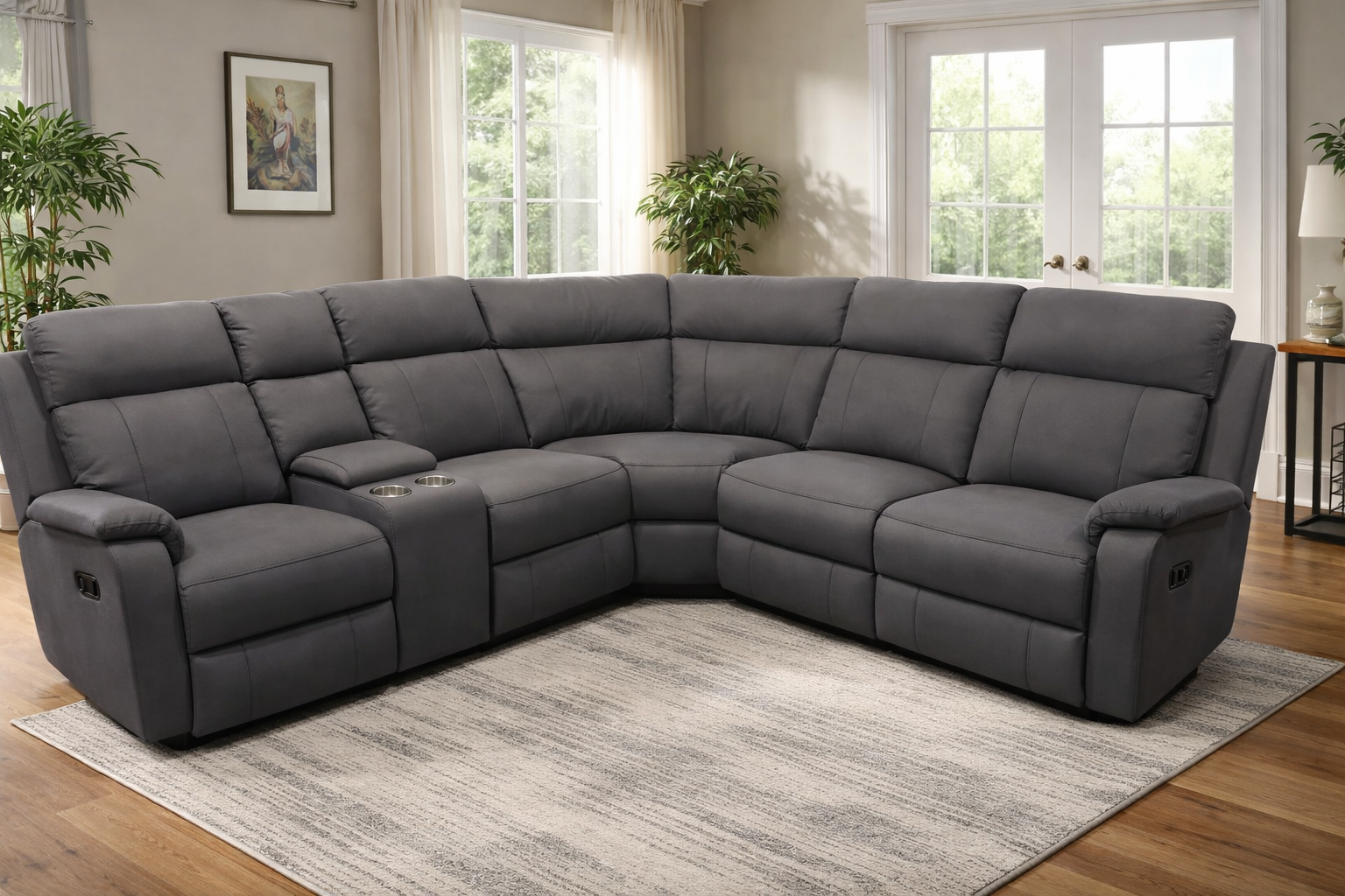 Torino Leather Corner Dark Grey