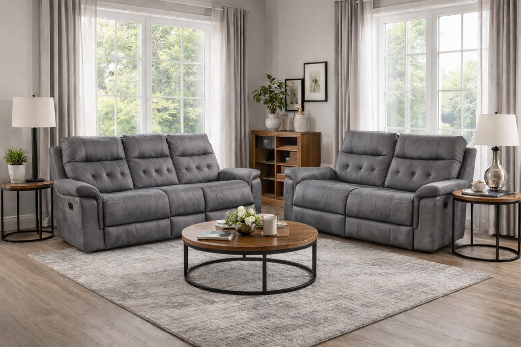 Valencia Grey Suede Fabric Recliner