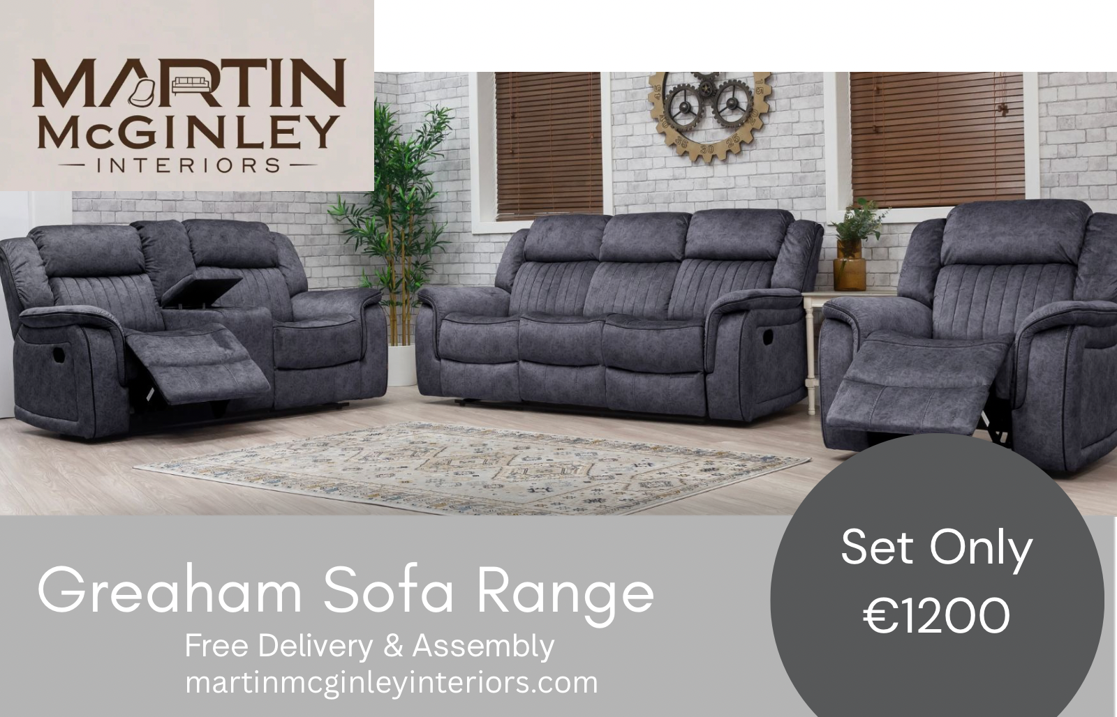 Gresham Sofa Range 3+1+1 Grey