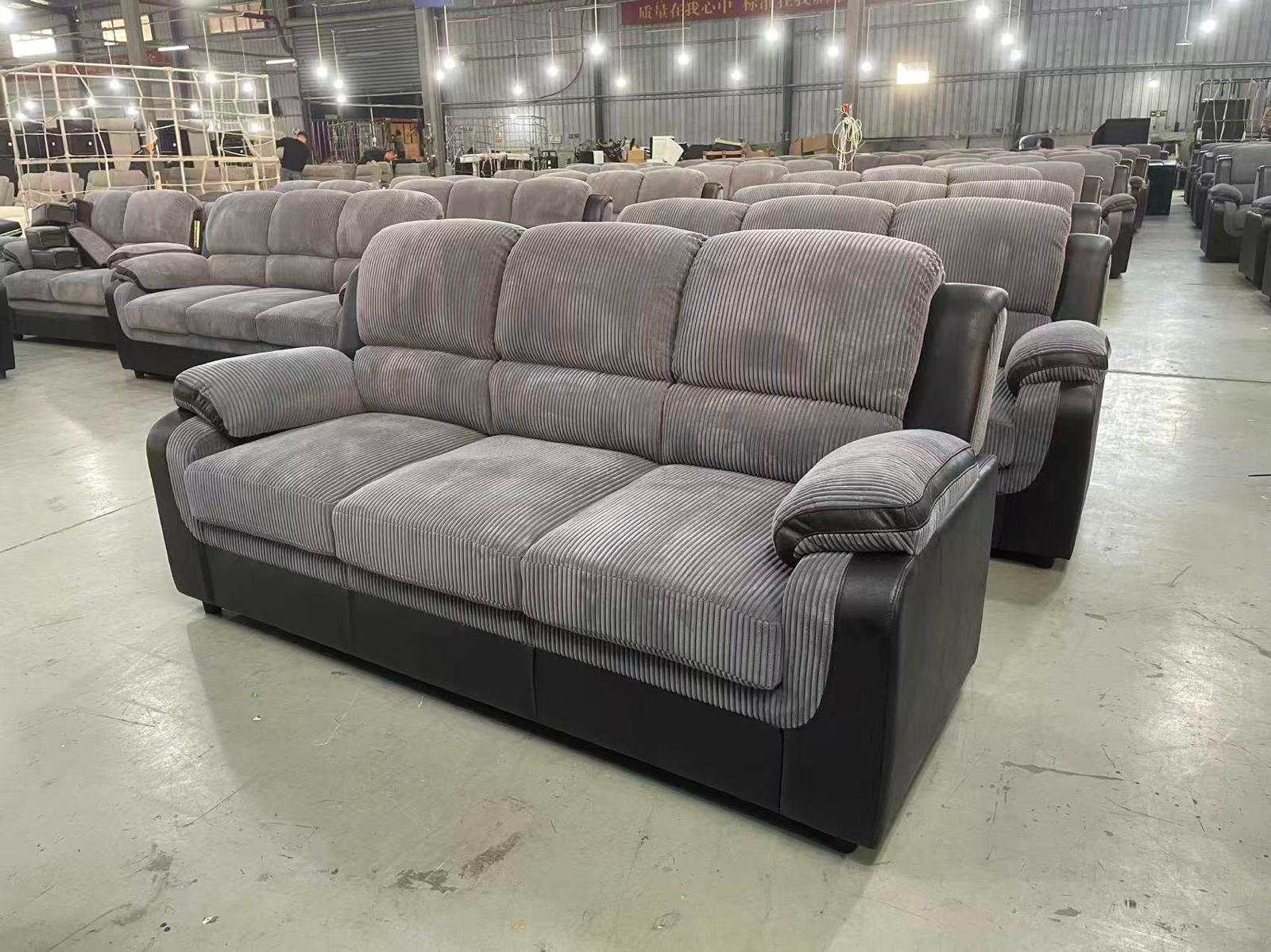 Tara Corduroy Fabric Sofa Sets 3+2 Grey