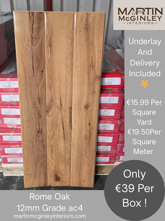 Rome Oak High Gloss 12mm Laminated Flooring