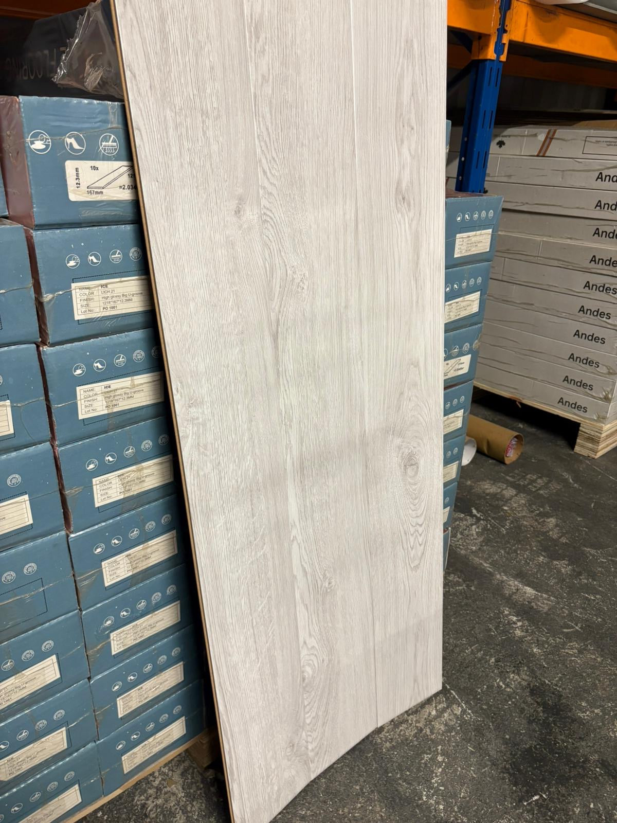 Ice White High Gloss 12mm Laminated Flooring