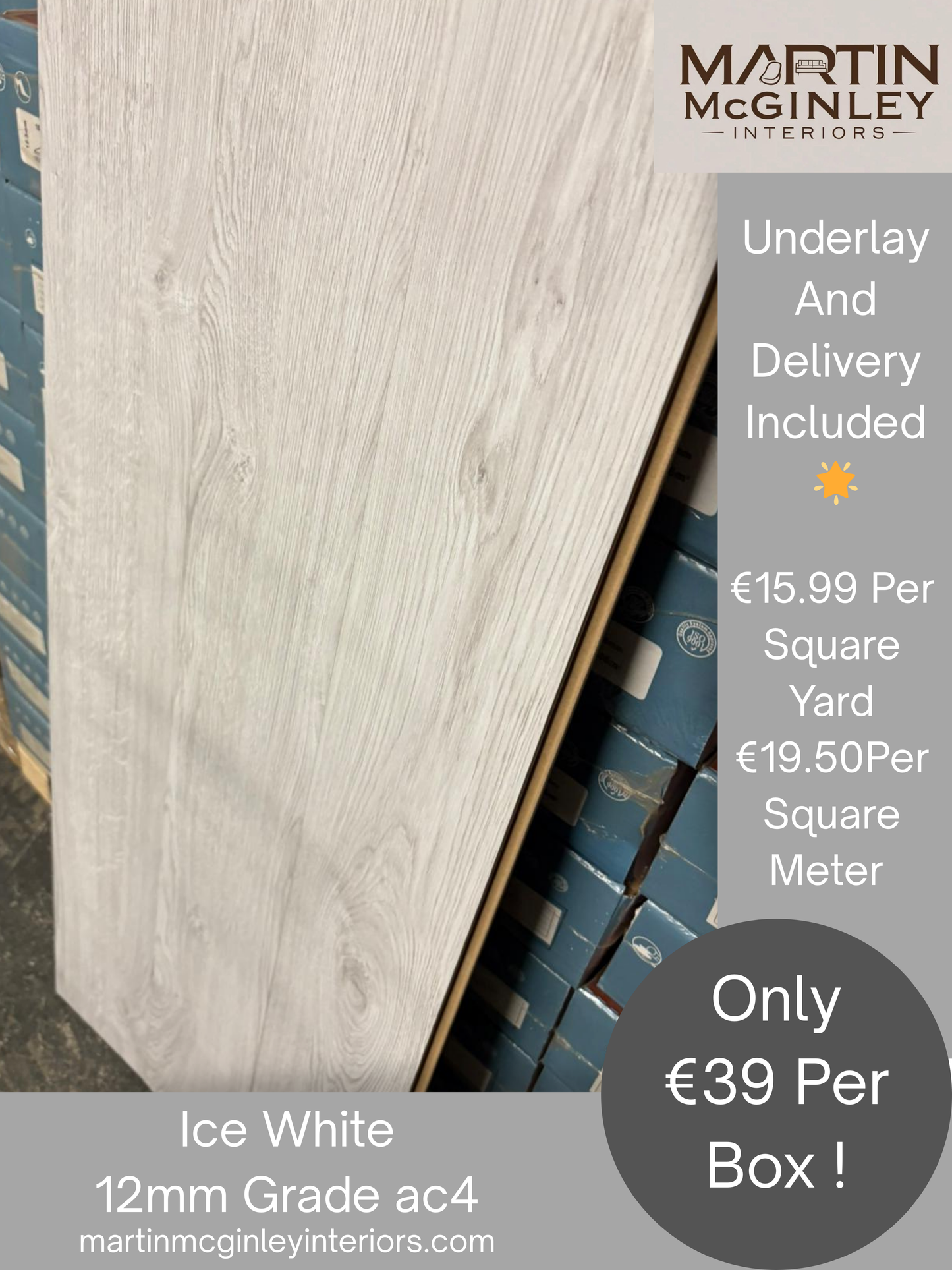 Ice White High Gloss 12mm Laminated Flooring