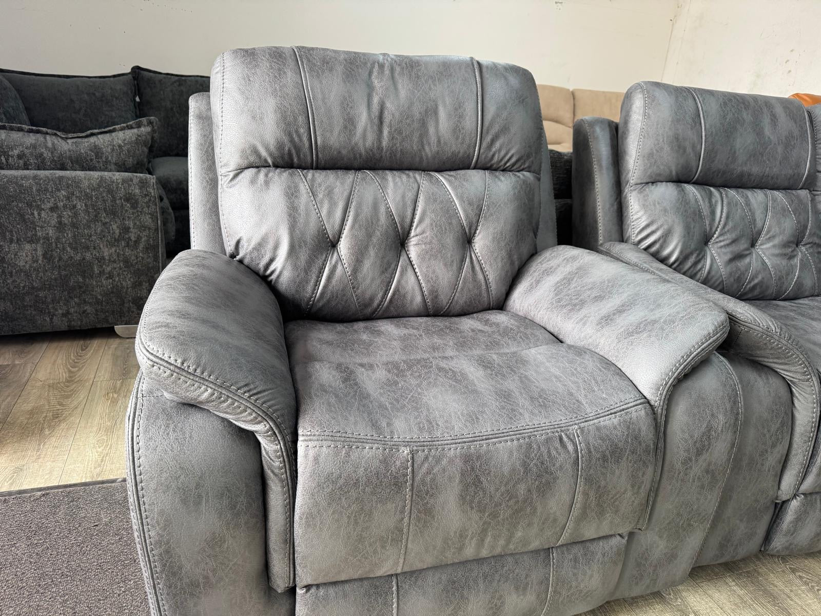 Valencia Grey Suede Fabric Recliner