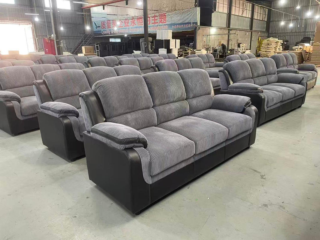 Tara Corduroy Fabric Sofa Sets 3+2 Grey