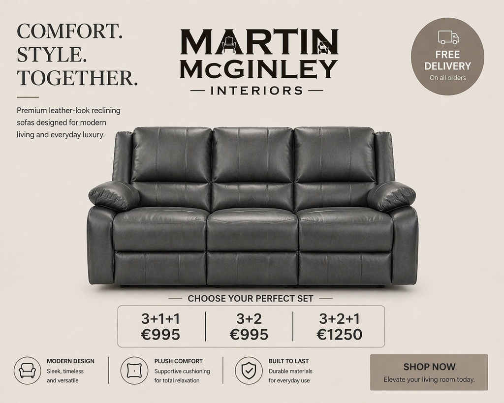 Larsons Grey Leather Recliner Sofas