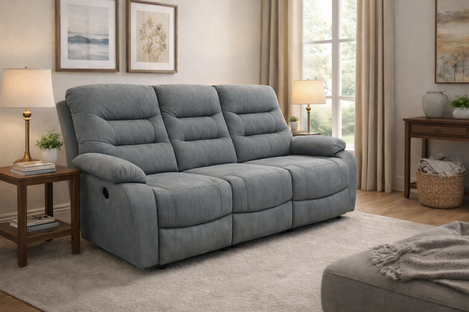 Zenia Grey Fabric Electrical Recliner