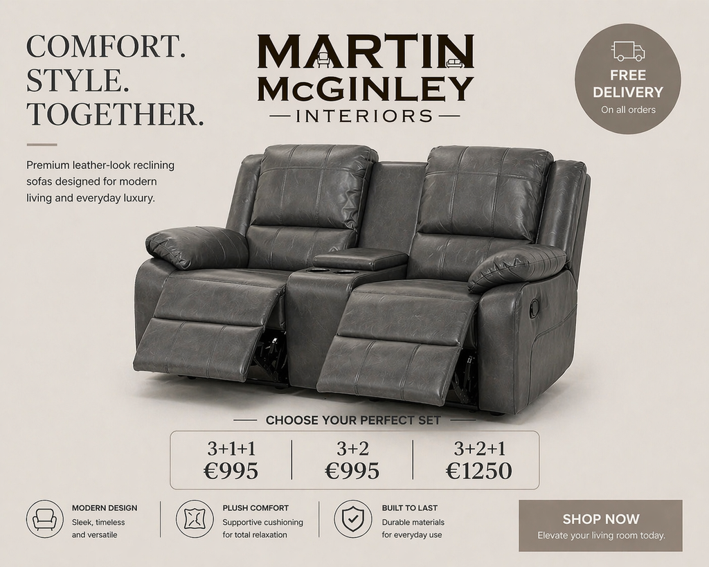 Larsons Grey Leather Recliner Sofas