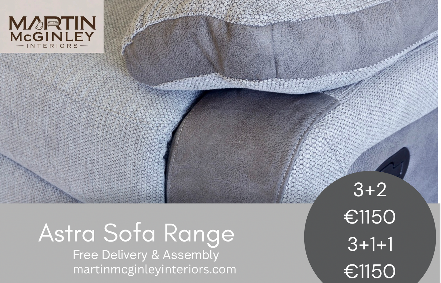 Astra Sofa Range 3+1+1 Grey