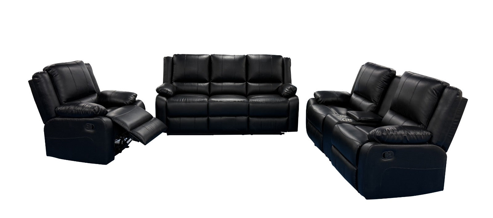 Larsons Black Leather Recliner Sofas / Ready For Delivery End Of March