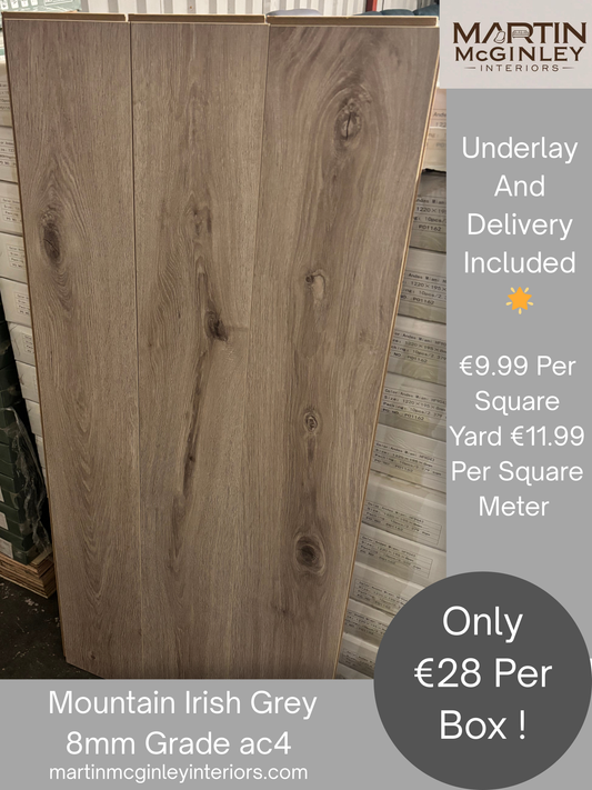 Mountain Irish Grey Laminated Flooring 8mm