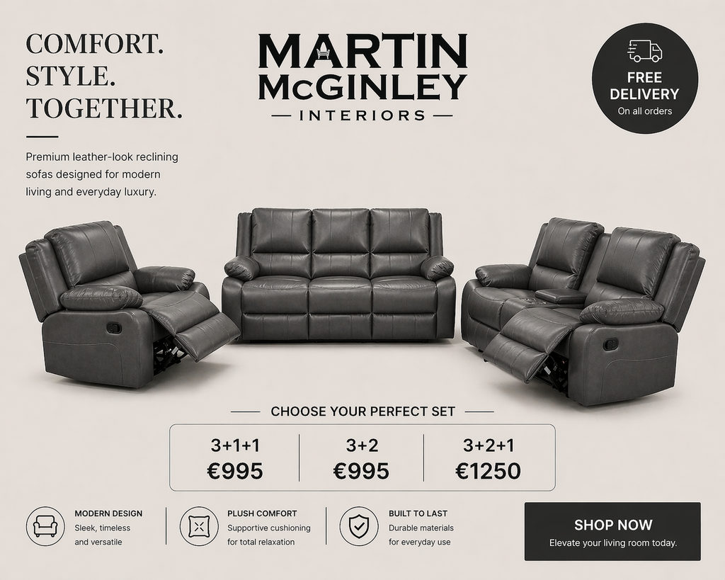 Larsons Grey Leather Recliner Sofas