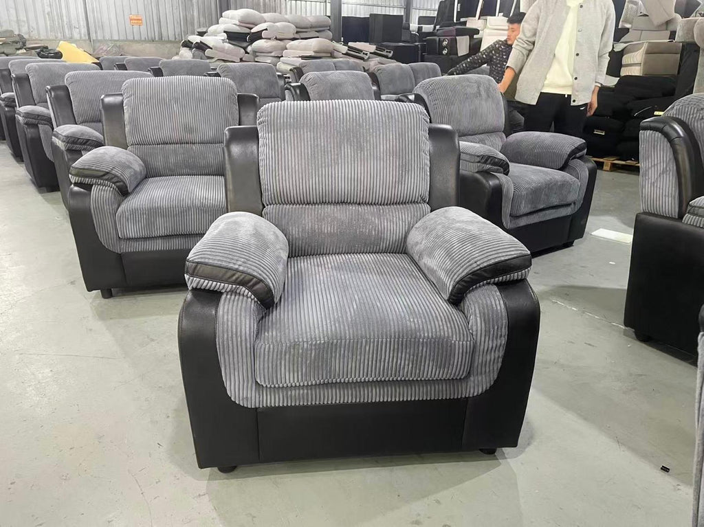 Tara Corduroy Fabric Sofa Sets 3+2 Grey