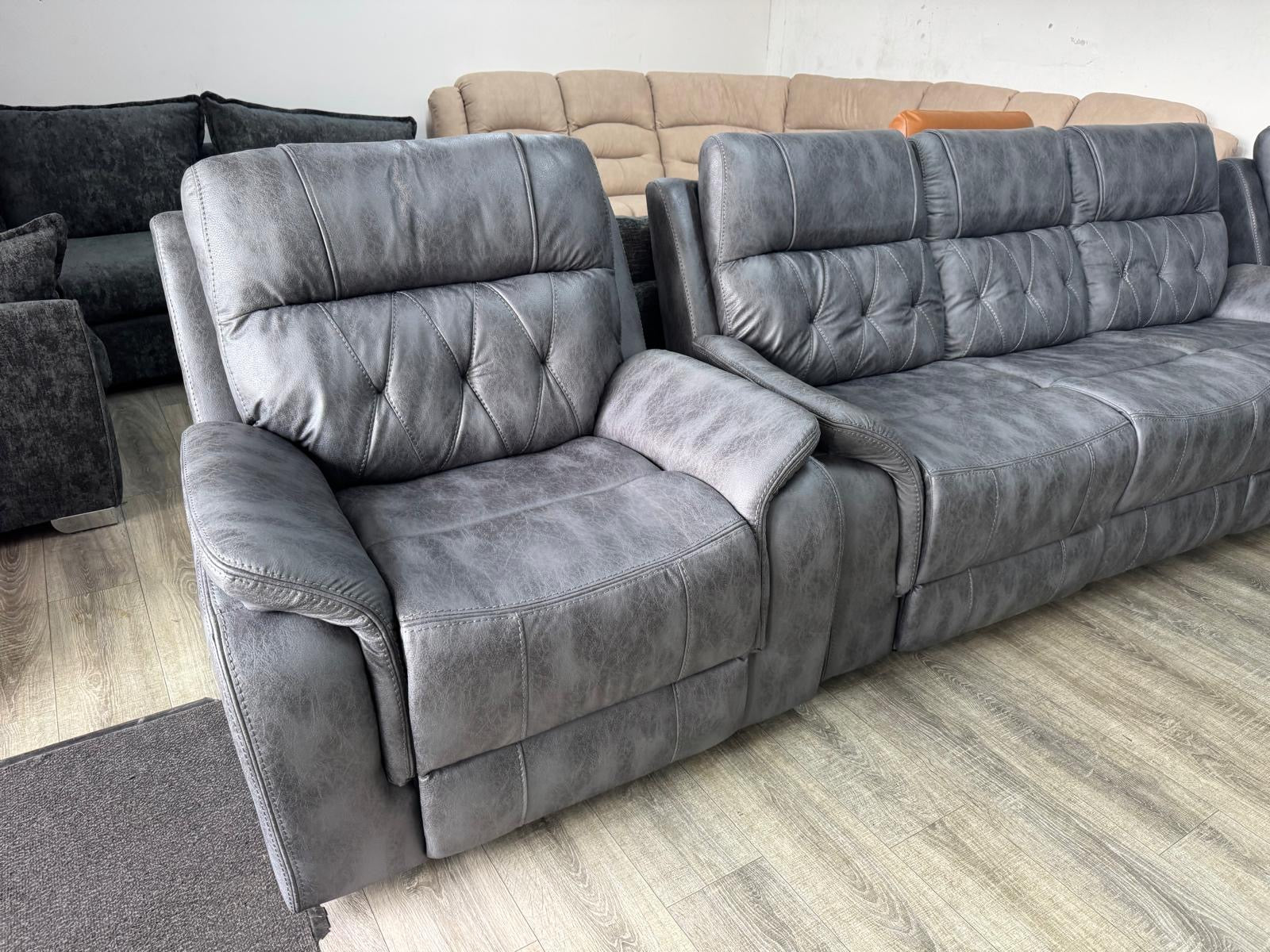 Valencia Grey Suede Fabric Recliner