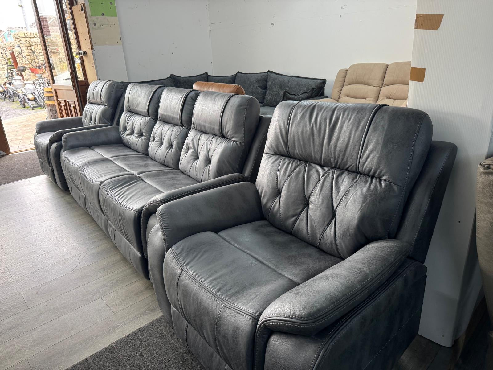 Valencia Grey Suede Fabric Recliner