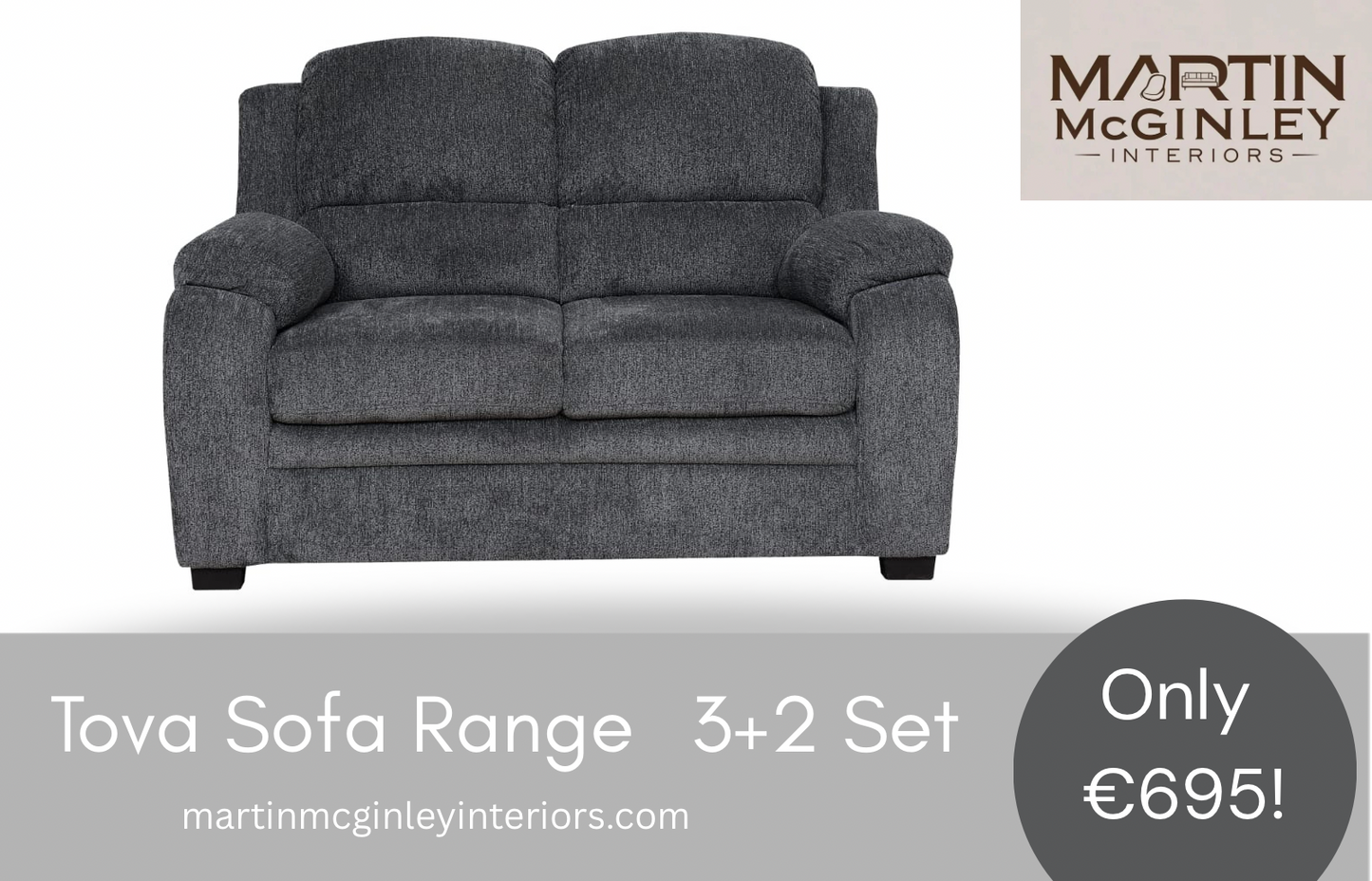 Tova Grey Sofa Range 3+2