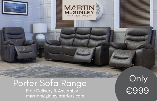 Porter Sofa Range 3+1+1 Grey Leather