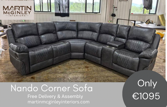 Nando Suede Fabric Corner Grey