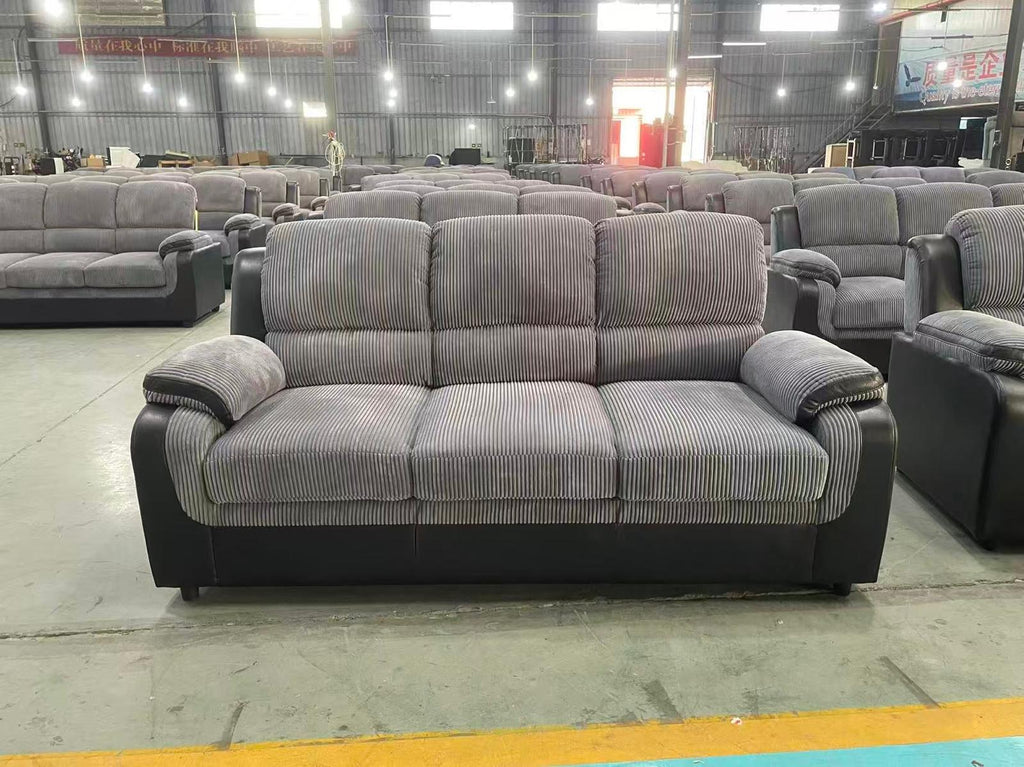 Tara Corduroy Fabric Sofa Sets 3+2 Grey