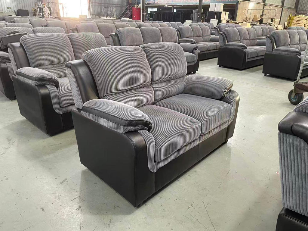 Tara Corduroy Fabric Sofa Sets 3+2 Grey